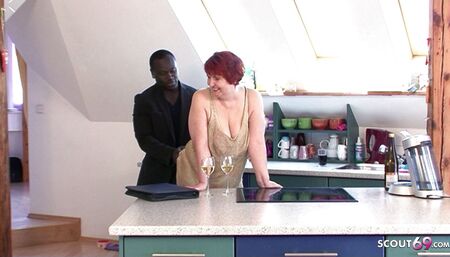 Redhead gilf invites black boy with a big cock home