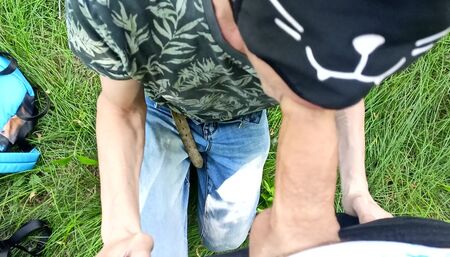 Outdoor gay , hot sex , big cock vs femboy sissy! Cum outdoor hot twink !