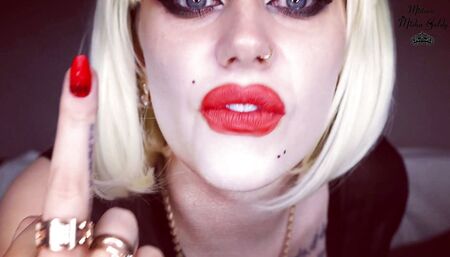 You are stupid retard! Worship my middle fingers and loser sign JOI