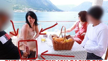 Outdoor extreme! I unpack the cocks in the middle of the restaurant!