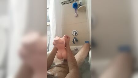 Sex doll fucked in the tub