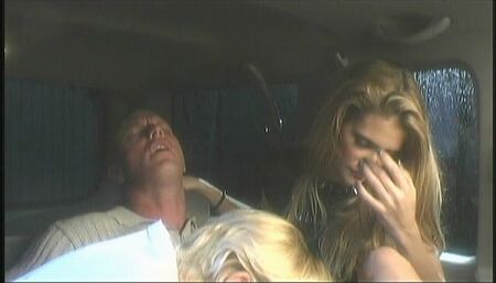 Two hot university students sharing their professor's dick in the car