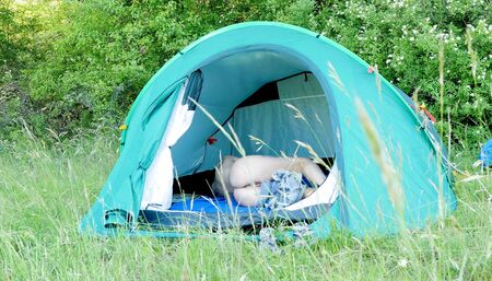 Nudist MILF Alzbeta dreaming in the tent