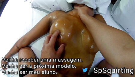 Massage of squirting #19 young woman receiving massage, small tits