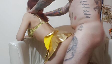 Horny wife sucks deepthroat and gets fuck with cum swallow