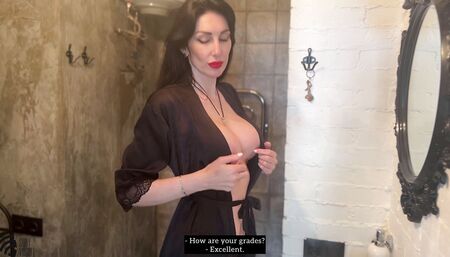 Peed and got cum on big tits