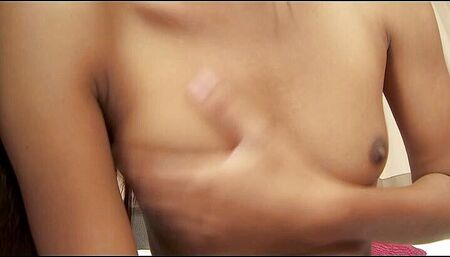 Breathtaking Asian tranny gapes her tight little hole with a dildo