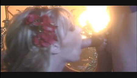 Busty blonde wife gives her husband a good head during Christmas eve