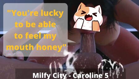 Slapping his dick as a punishment for cuming too soon [Milfy City - Caroline - Part 5]