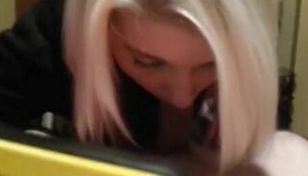 Blonde Hot chick sucks cock and swallows every drop