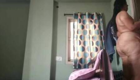 Desi Indian Housewife Mother (Padmavathi) undressing Big Butt Caught on Camera part-1