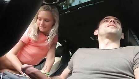 Jake Adams is enjoying in hot fuck inside the car