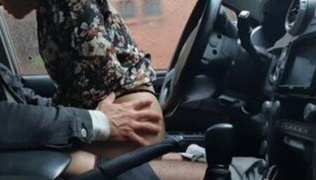 Real risky public fuck in the car before lunch - FULL VIDEO