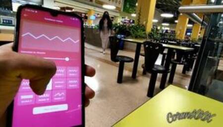 My boyfriend takes control of my vibrator and makes me wet at the mall