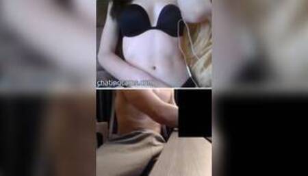 Hot brunette gets horny seeing huge cock on sexchat