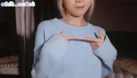 A cutie you met online showing her tiny boobs and masturbating for you