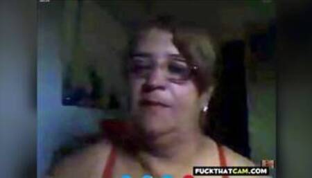 Brazilian granny shows her tits