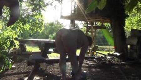 HELENE on the table in the garden