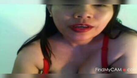 Big Tits Filipina Camgirl Masturbates and Sucks Dildo