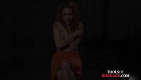 Predicament bondage redhead used in feet torment BDSM