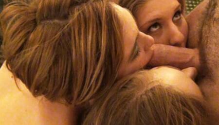 Three Horny Young Slutty Teens Start Massive Hotel Room Orgy