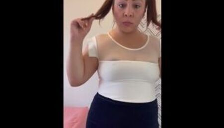 Instagram slut with sheer shirt