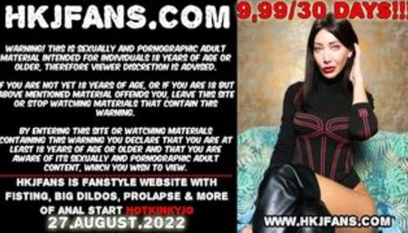 Hotkinkyjo fuck her ass deep with long dildo from organotoy, self anal fisting & prolapse