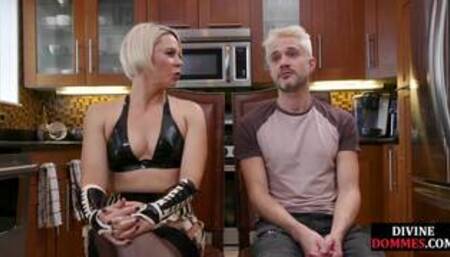 CFNM BDSM femdom latex MILF torments her poor useless sub