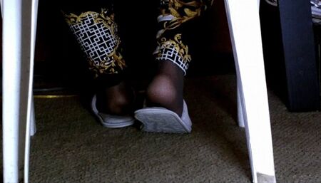 Ms Neecy - Under The Chair Nylons and Slipper Play (Part 1)