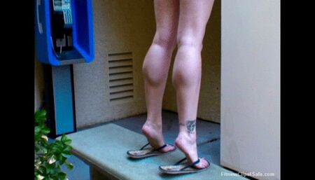 Amanda Bench and Flip Flops Outdoors