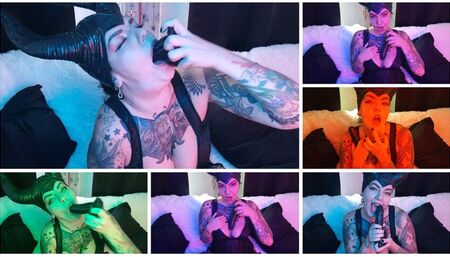 Hot deep throat from lustful gothic Succubus girl