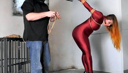 Quinn Carter Strappado in a Spandex Catsuit and Skyscraper High Heels! HD-avi