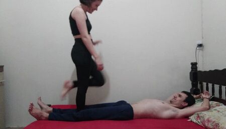 04# Beatriz trampling tied slave on bed cam 1