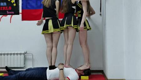 Moscow multitrampling contest #39 (Part 2): conga line trampling & flattened by five girls in sneakers