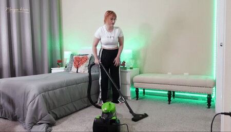 Vacuuming Barefoot in Adidas Pants