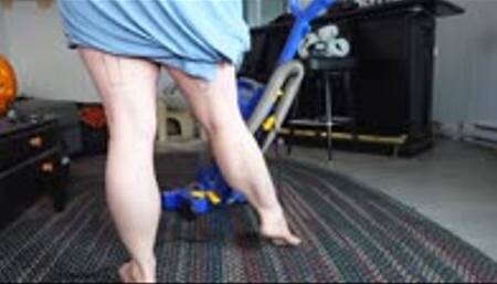 Muscular Calves view while Vacuuming barefoot MP4 1080