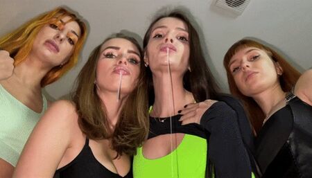 Dominant Foursome Girls Spit On You - Close Up POV Spitting Humiliation (MP4 HD 1080p)