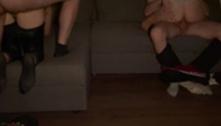 Watching a movie turned into group sex