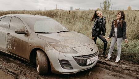 CAR STUCK Rescue operation in high heels