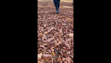 Crunching and Crushing Fall Leaves in Boots