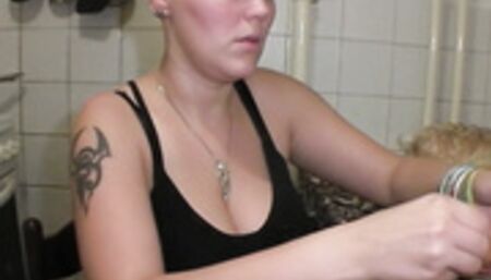 Horny blonde gets off with her fingers and a toy