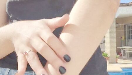 Watch me caress my hairy arms on this sunny day!