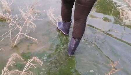 Short wellies and dirty water