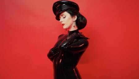 Perfect black latex catsuit on the Goddess ASMR (4K)