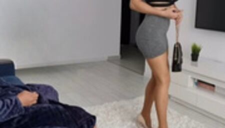 my husband hid keys before I left for work,my skirt make he horny and he want to fuck me/CandyLuxxx