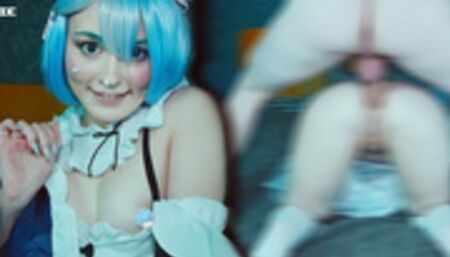 Cat girl Rem seduced Subaru to fuck her tight holes - Anal Cosplay Re Zero Spooky Boogie