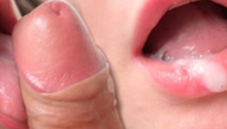 Close up blowjob, balls play, cum in mouth