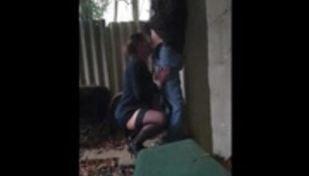Getting blowjob outdoor