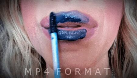 Blue Lipstick Lip Sniffing (HD) MP4