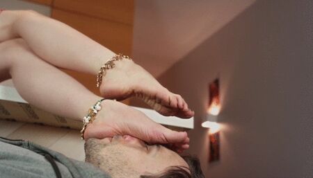 2 Clips - Lisa From Ukraine On Table Top Face Under Her Dirty Bare Feet - MIX - HD 1920x1080
